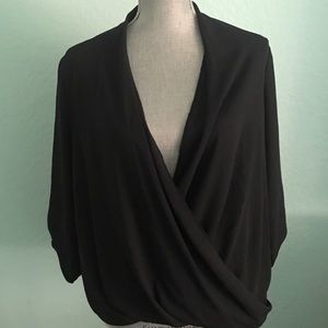 Draped crossover v neck blouse